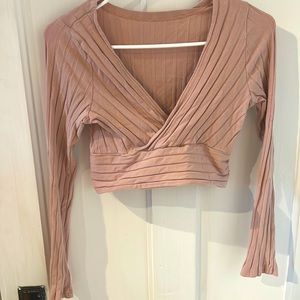 V Neck Body Con Cropped Top